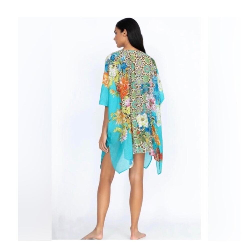 Johnny Was Blue Leopard & Floral Kimono Cover-up Size L/XL - Picture 3 of 11
